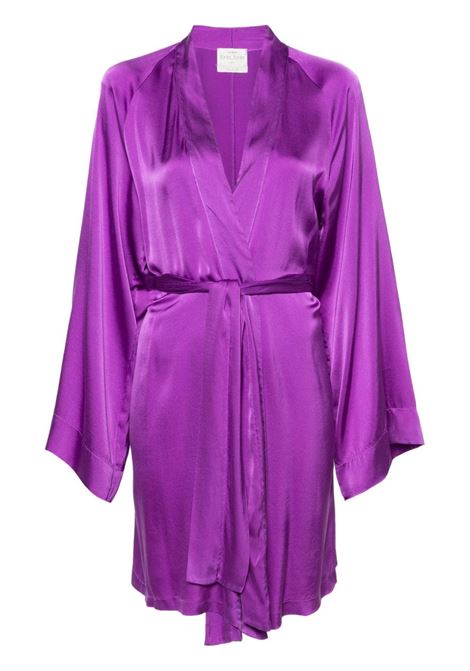 Purple kimono-style belted dress - women